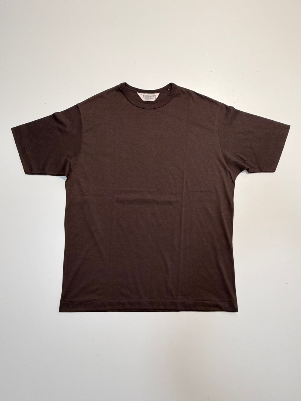 Vintage 70s Sears Ribbed Collar Short Sleeve T-Shirt Mens Large Brown Slim